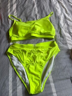 Women's Neon Yellow High-Waist Bikini Set